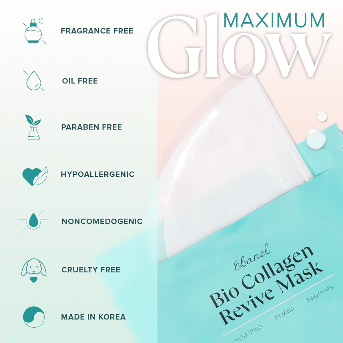 Collagen Bio Face Mask 4 Pack – Hydrating Korean Sheet Masks for Glowing