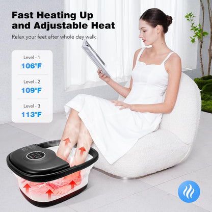 Claréa Foot Spa with Heat & Massage –  Remote Control, Bubbles & Rollers for Deep Relaxation at Home