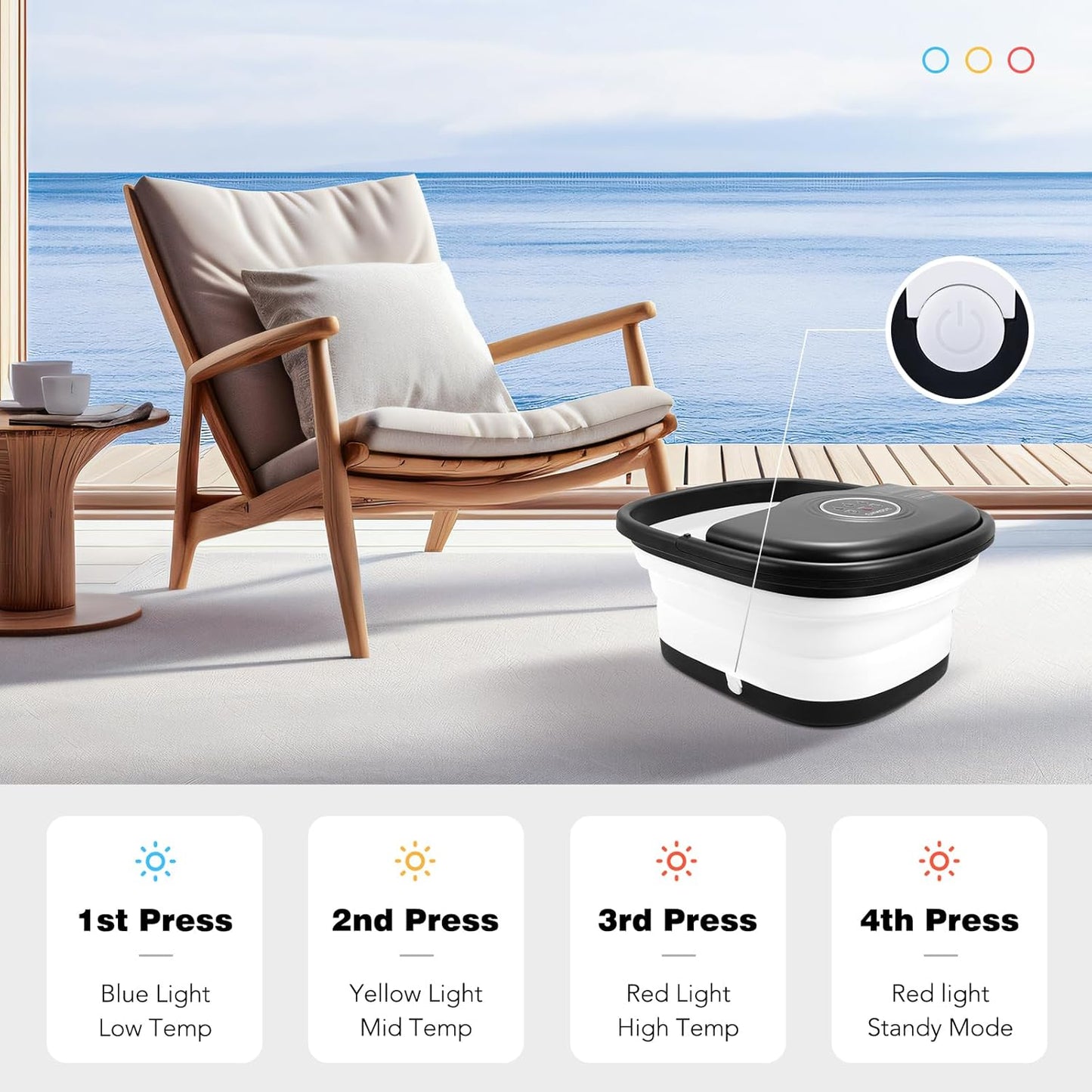 Claréa Foot Spa with Heat & Massage –  Remote Control, Bubbles & Rollers for Deep Relaxation at Home