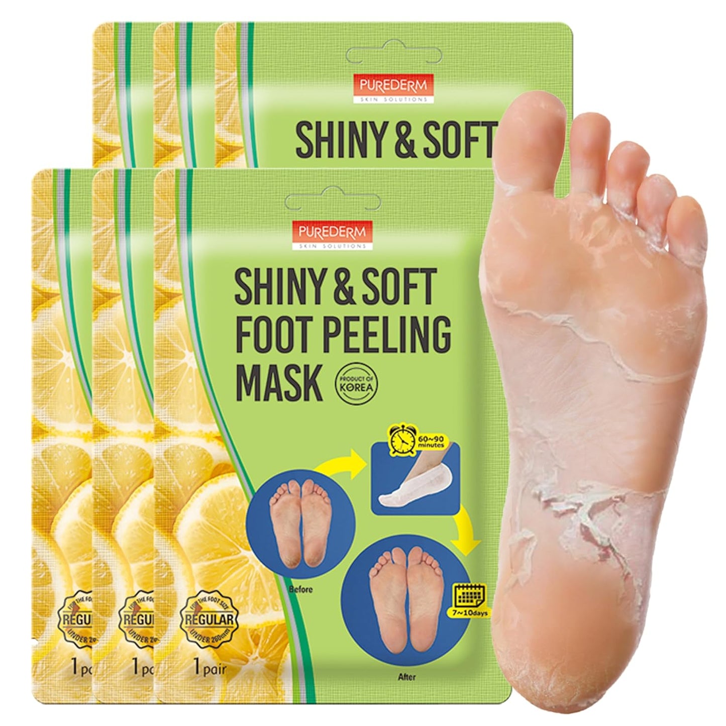 Claréa Foot Peel Mask 6 Pack – Exfoliating Mask for Calluses, Cracked Heels & Dry Skin